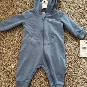 Nike Blue Hooded Baby One-Piece Footie